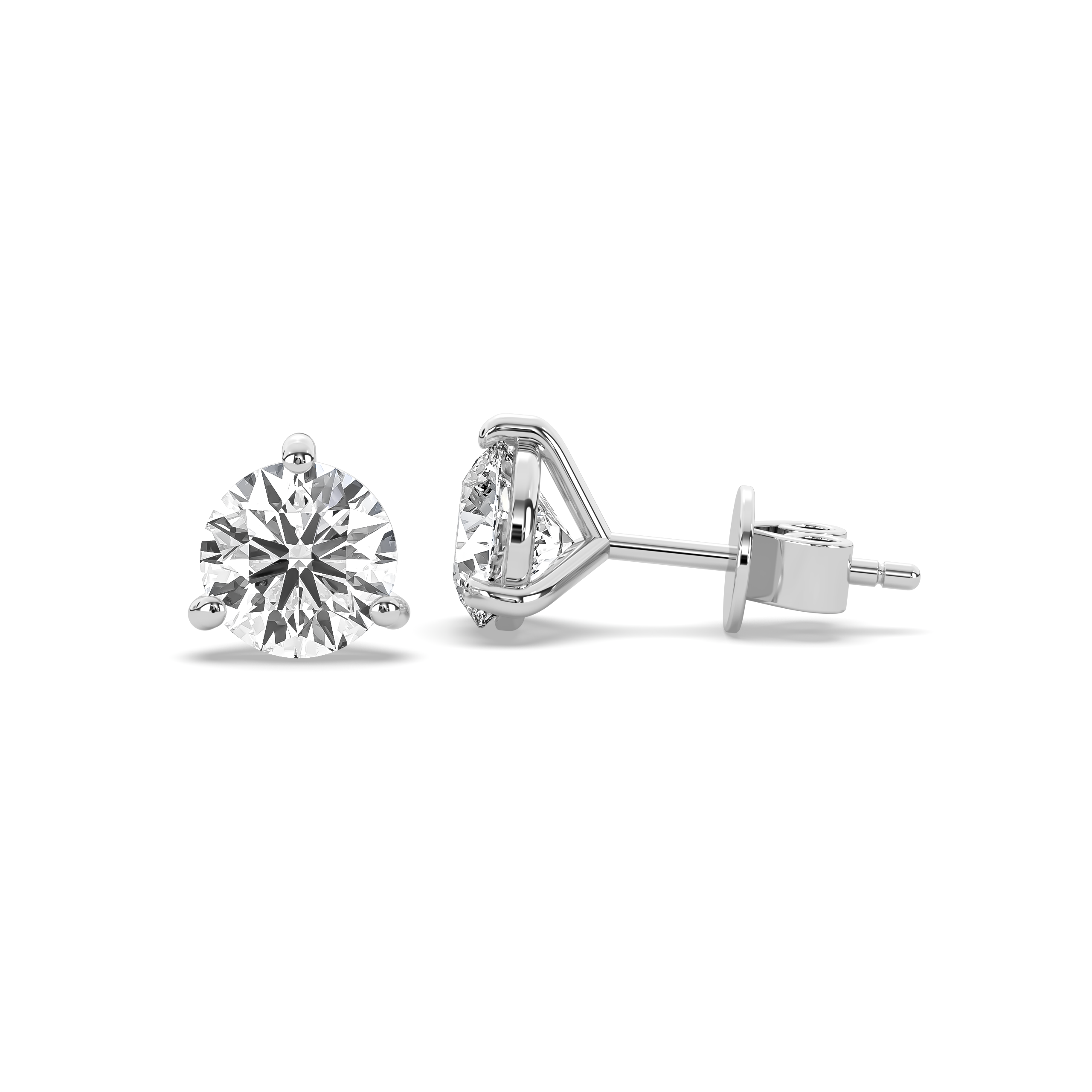 product image of ALVA Kelly Round Diamond Solitaire Stud Earrings in white gold in a white background