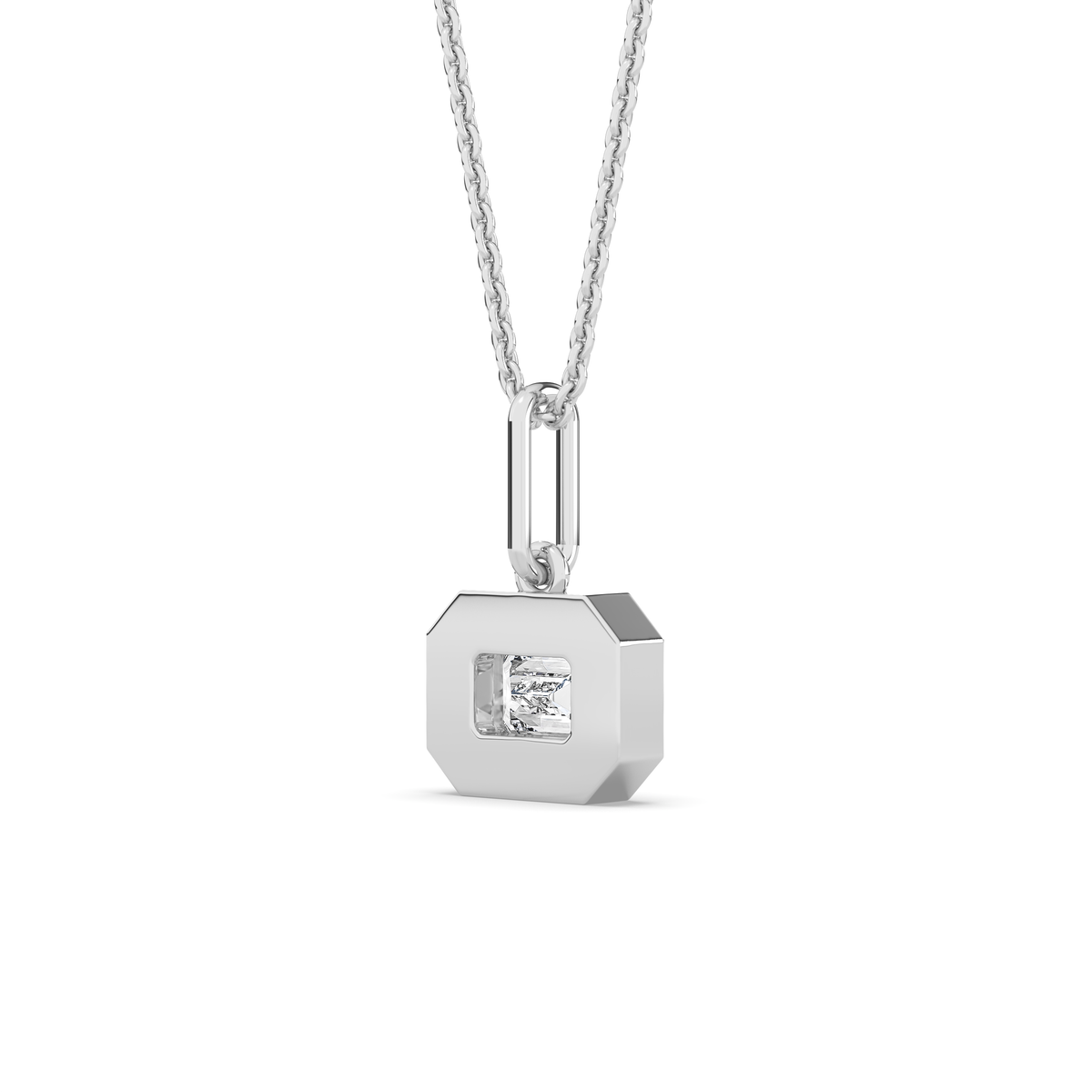 The Bezel East-West Emerald-Cut Diamond Charm