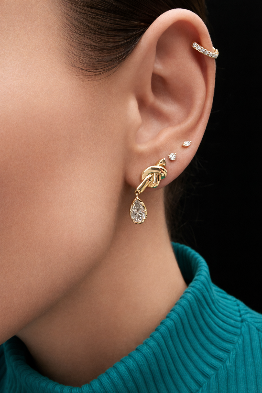 Victoria Knot Diamond Drop Earrings