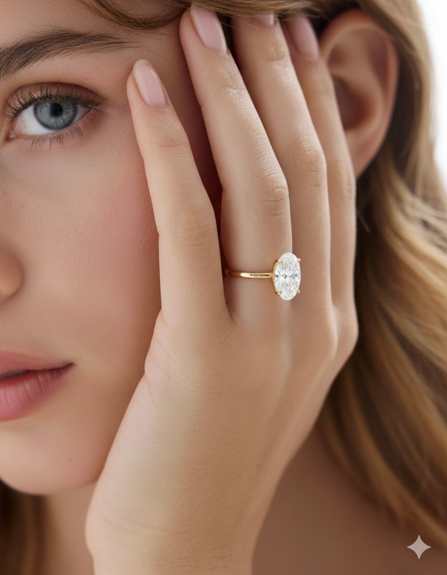 Oval Signature Martini Hidden Halo Solitaire Engagement Ring