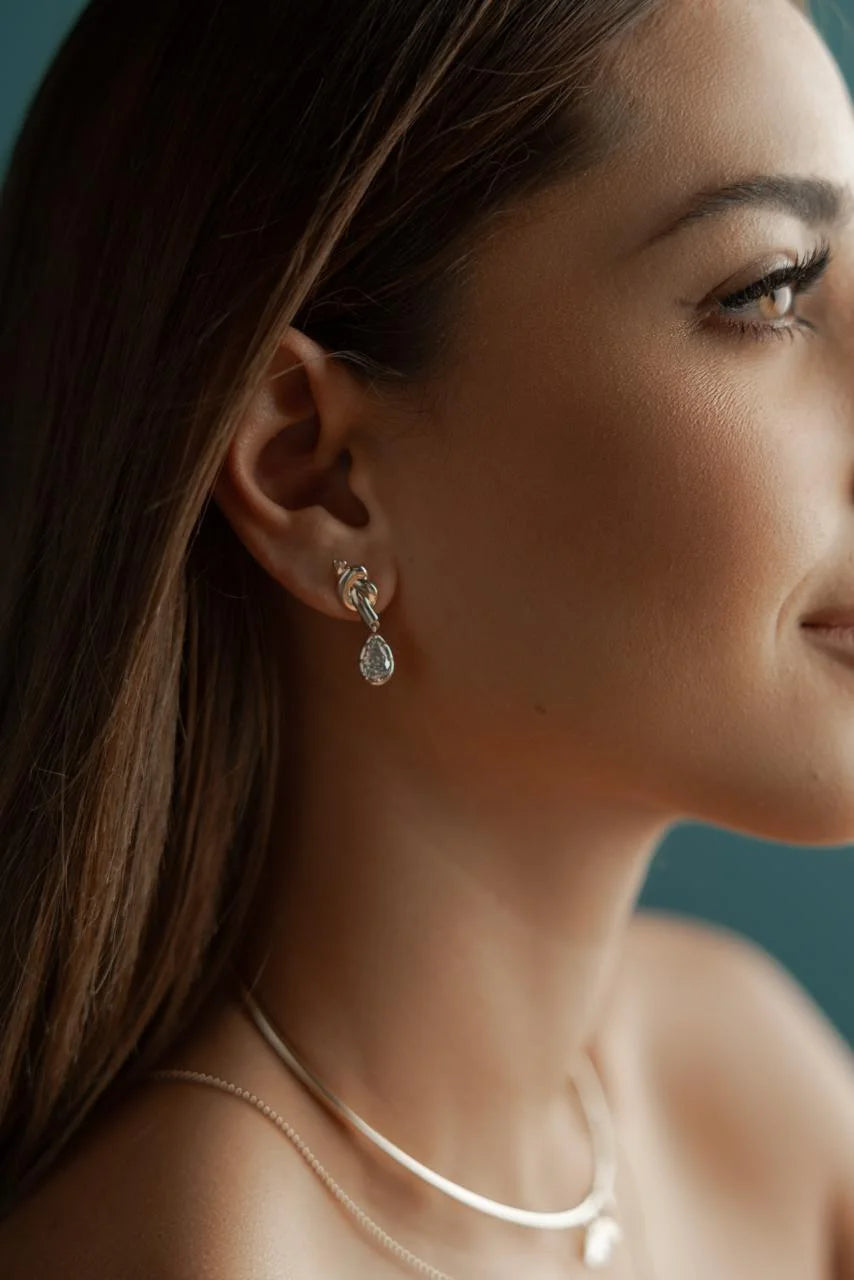 The Pear Diamond Knot Crawler Earrings