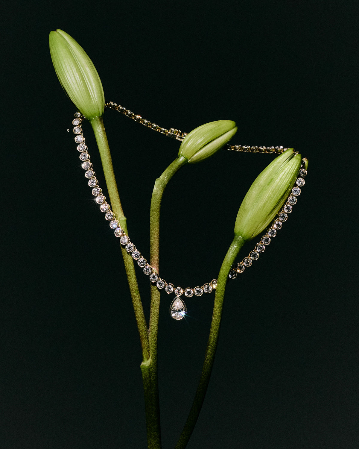 Aurora- Pear Diamond Drop Necklace