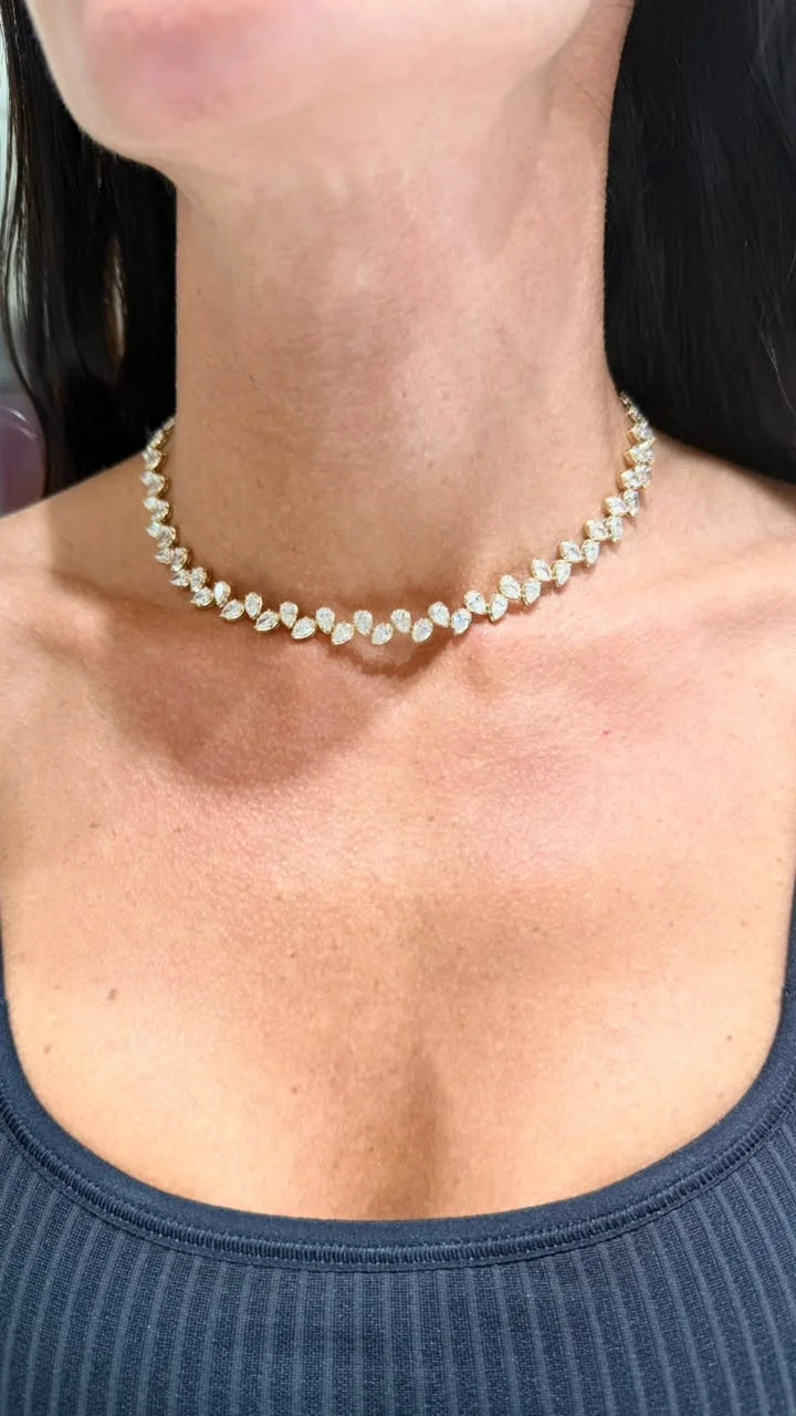 The Reverse Pear Diamond Tennis Necklace