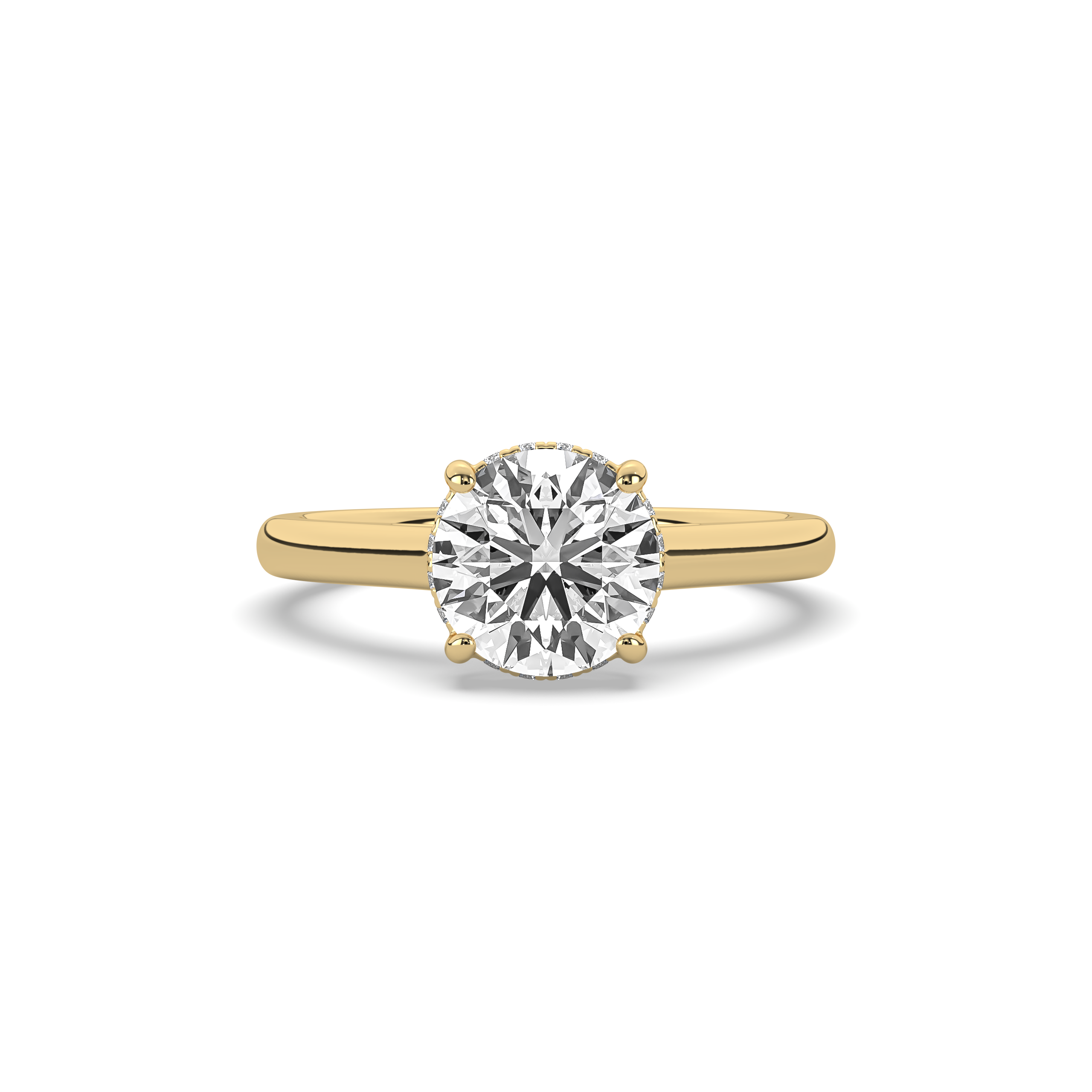 Round Cathedral Setting with Hidden Halo Engagement Ring