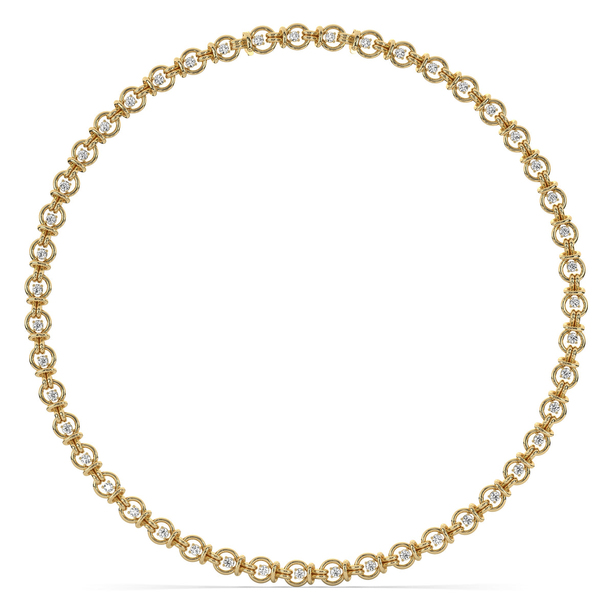 The Round Diamond Gold Knot Chain Necklace