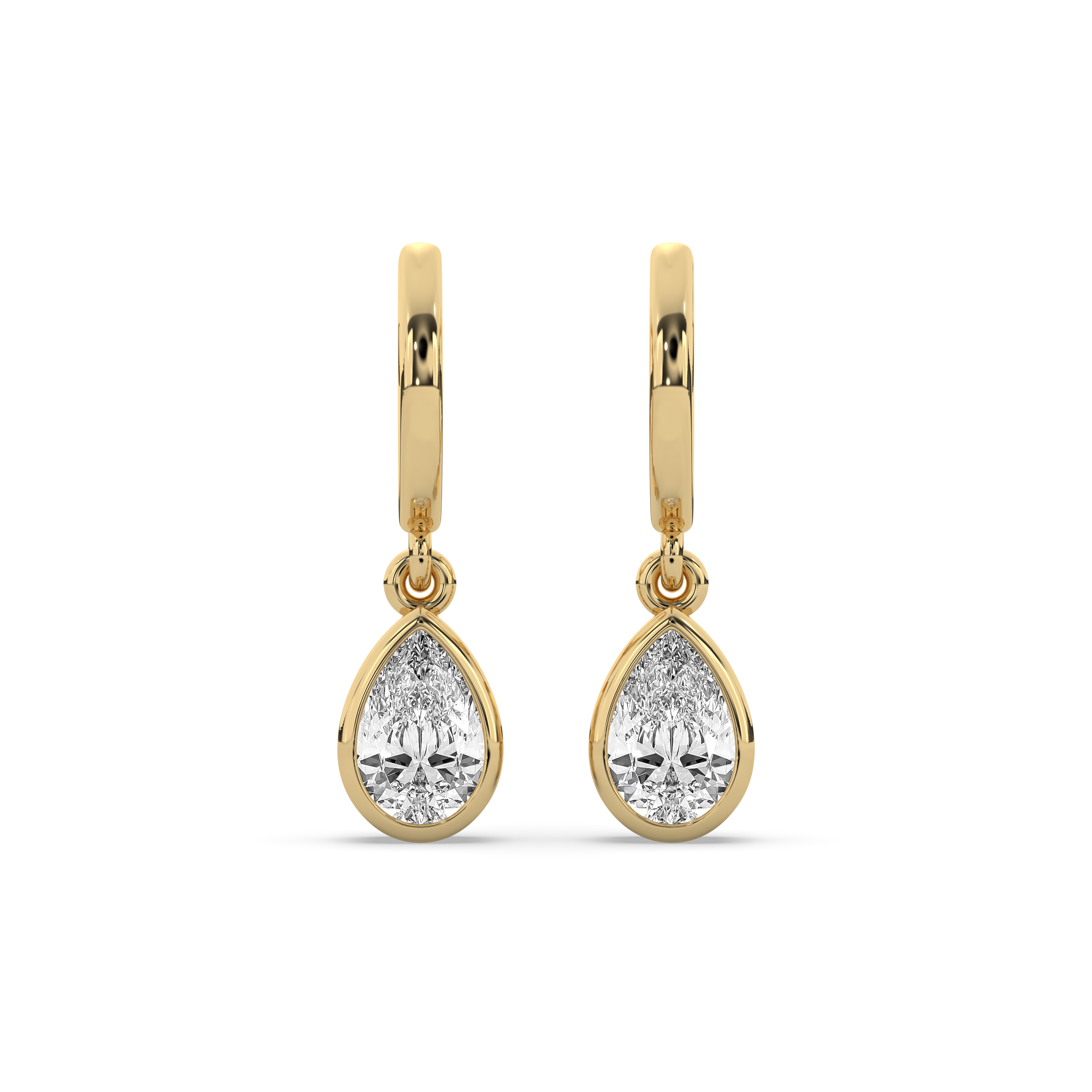 Bezel Pear Drop Huggie Earrings