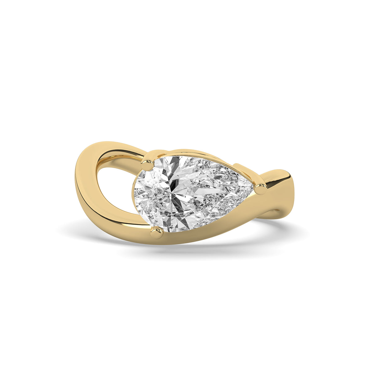The Pear Diamond Wave Signet Ring