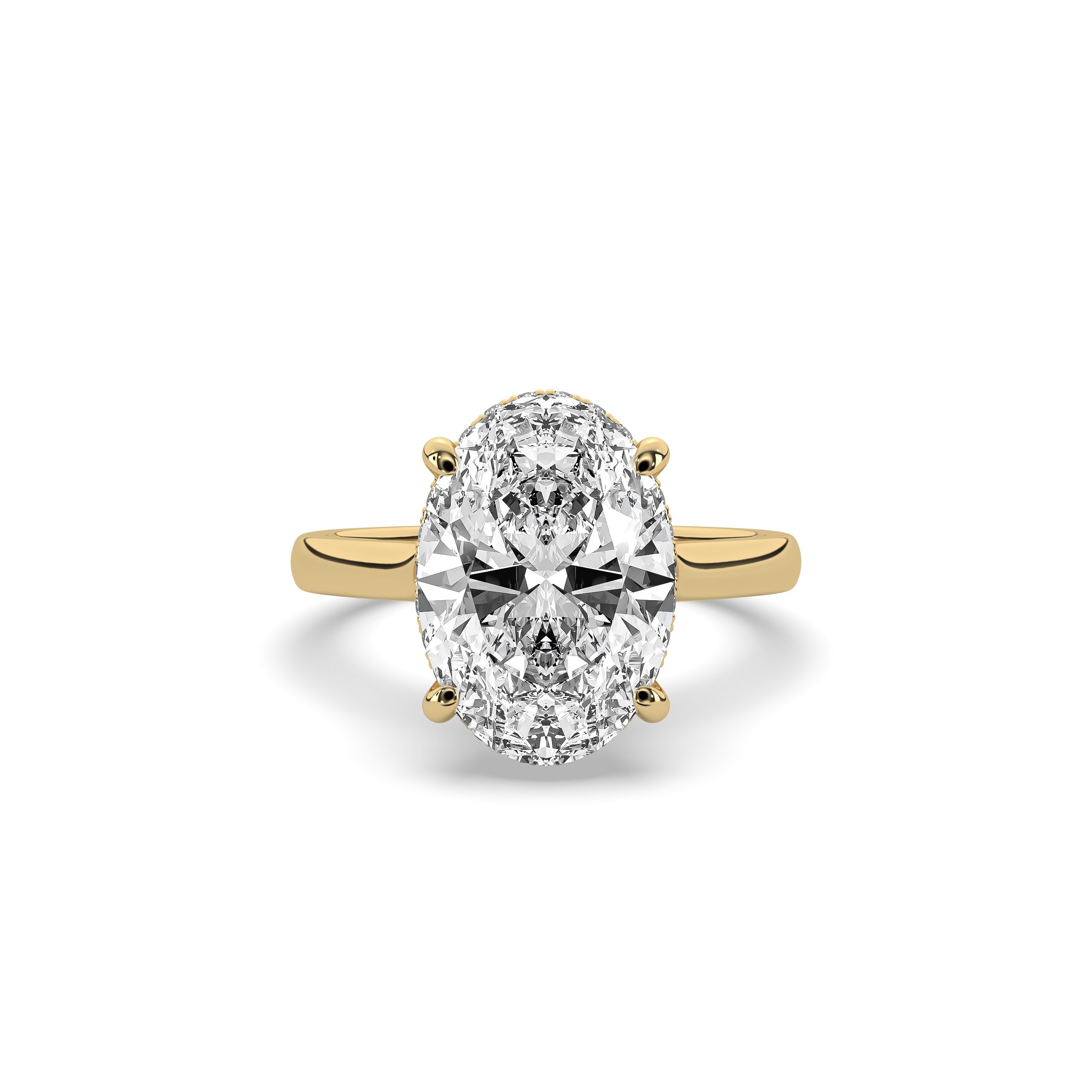 product image of ALVA Double Halo Oval Diamond Engagement Ring in yellow gold in a white background