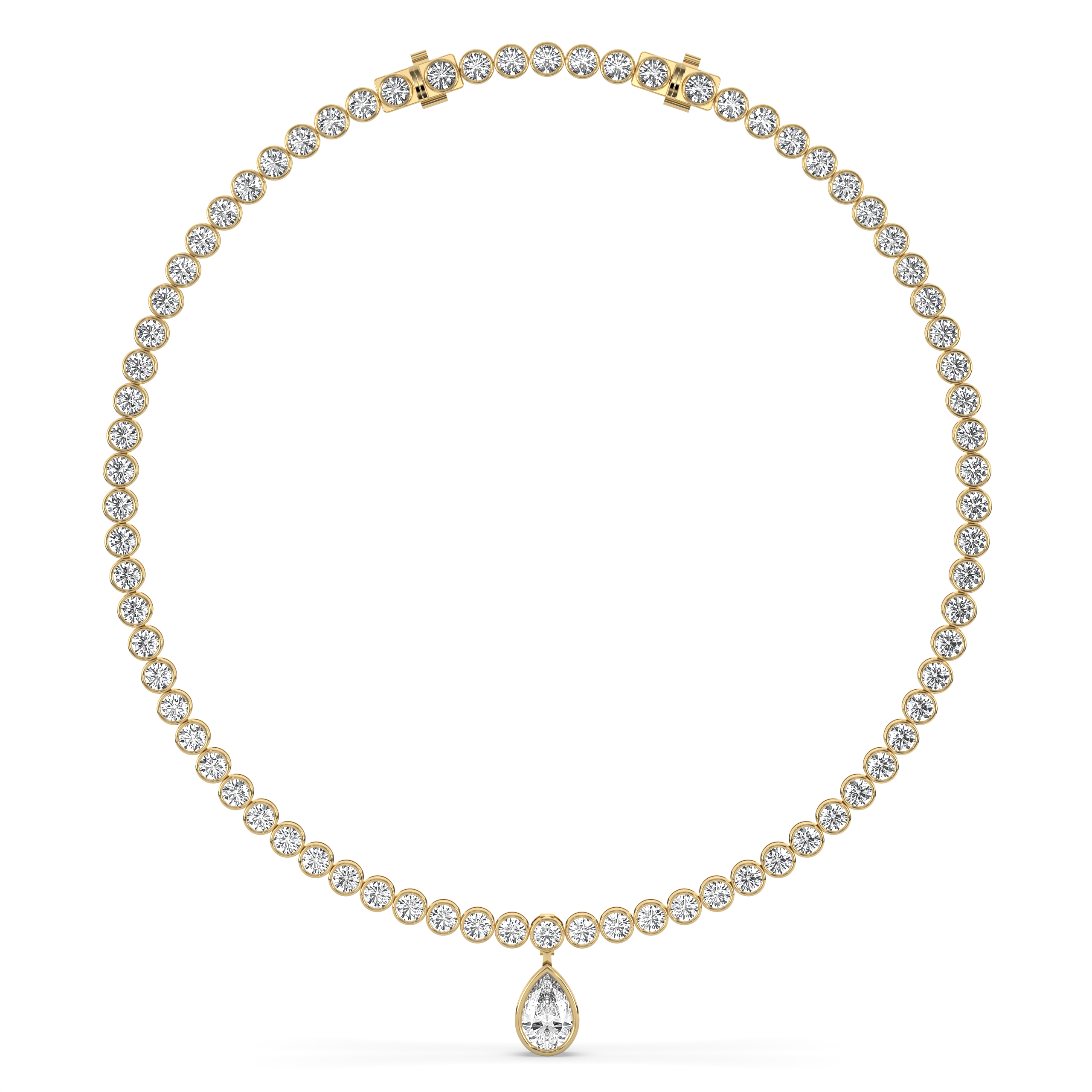 Bezel Pear Drop Tennis Necklace