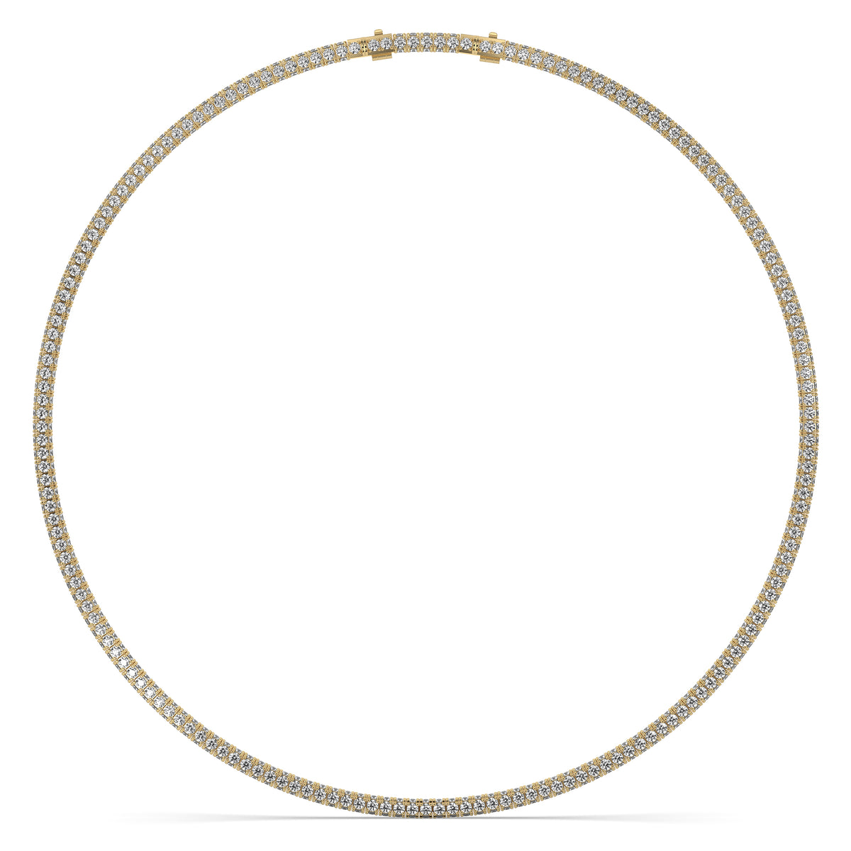 ALVA Constancia Diamond Tennis Necklace, a 14k yellow gold two-row tennis necklace of round lab-grown diamonds