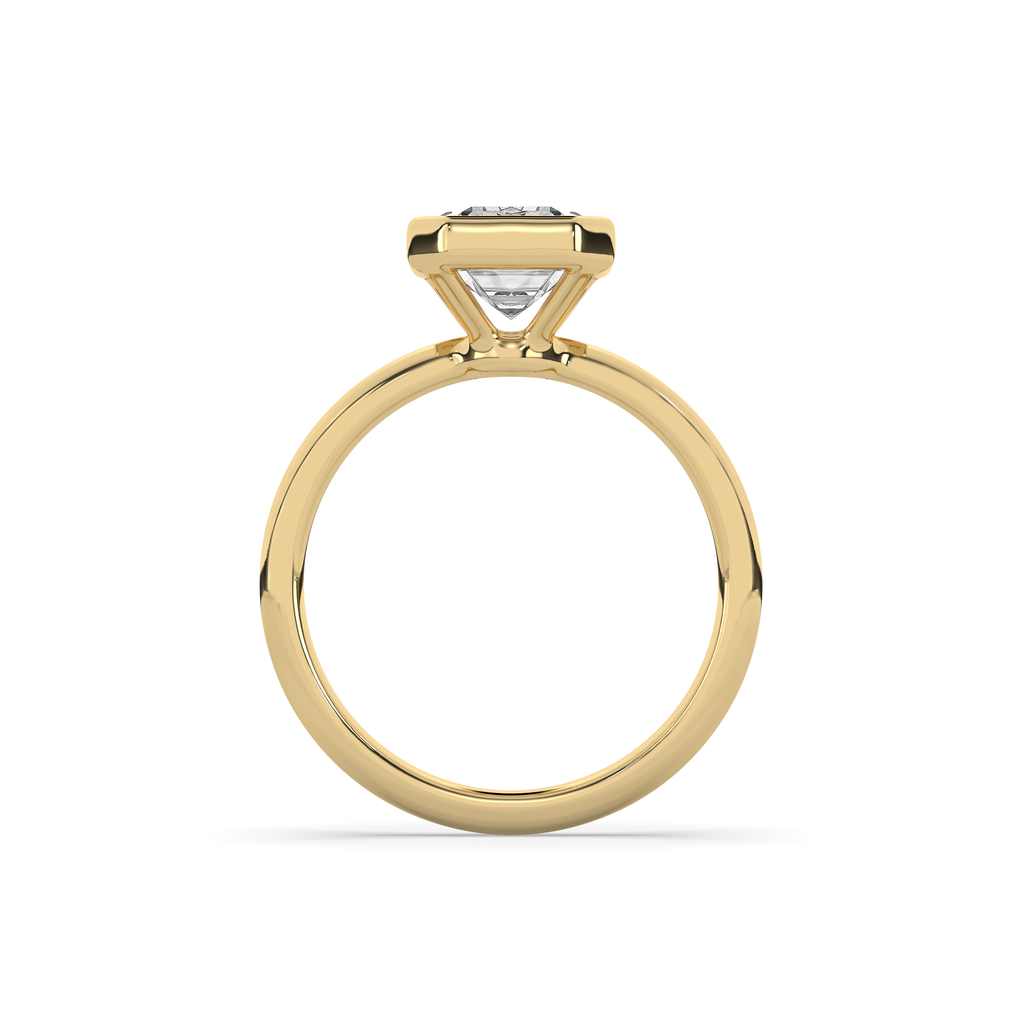 Bezel Emerald Diamond Solitaire Ring