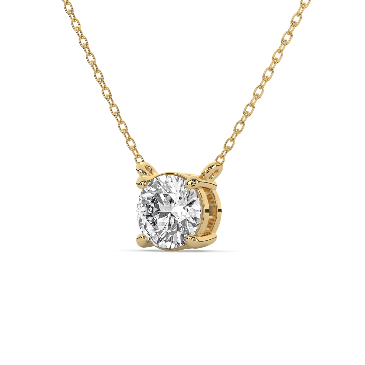 Round lab-grown diamond pendant in 14k gold with an open four-prong setting