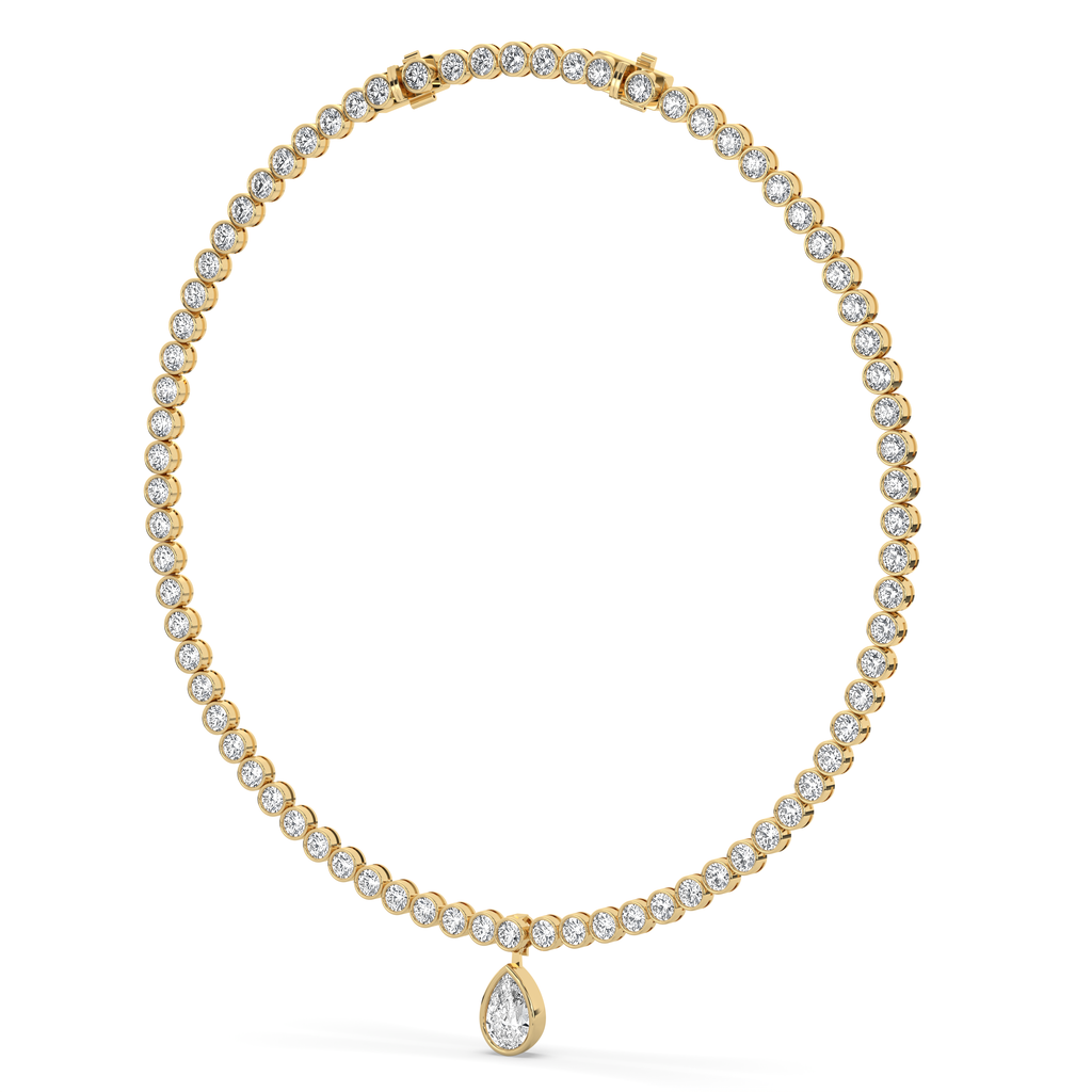 Bezel Pear Drop Tennis Necklace