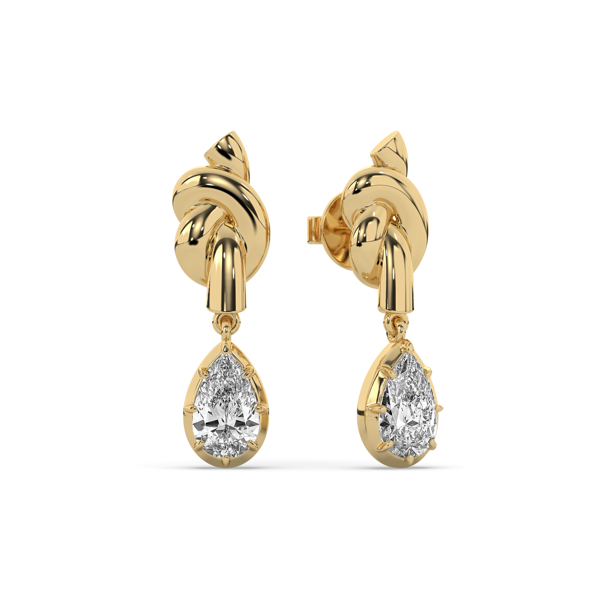 The Pear Diamond Knot Crawler Earrings