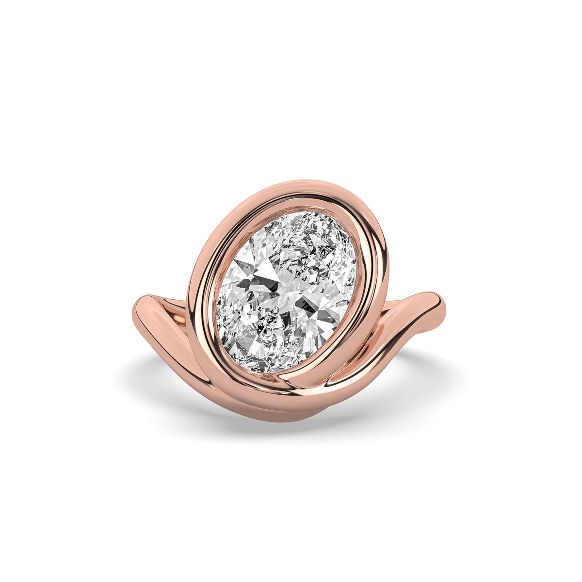 The Oval Diamond Wave Solitaire Ring
