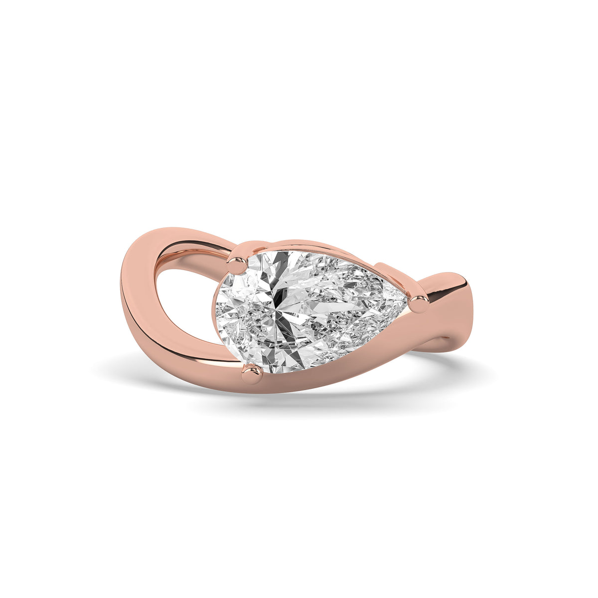 The Pear Diamond Wave Signet Ring