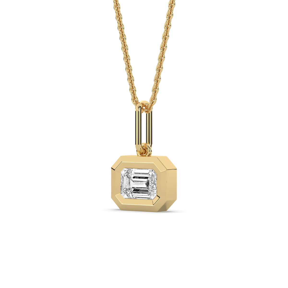 The Bezel East-West Emerald-Cut Diamond Charm