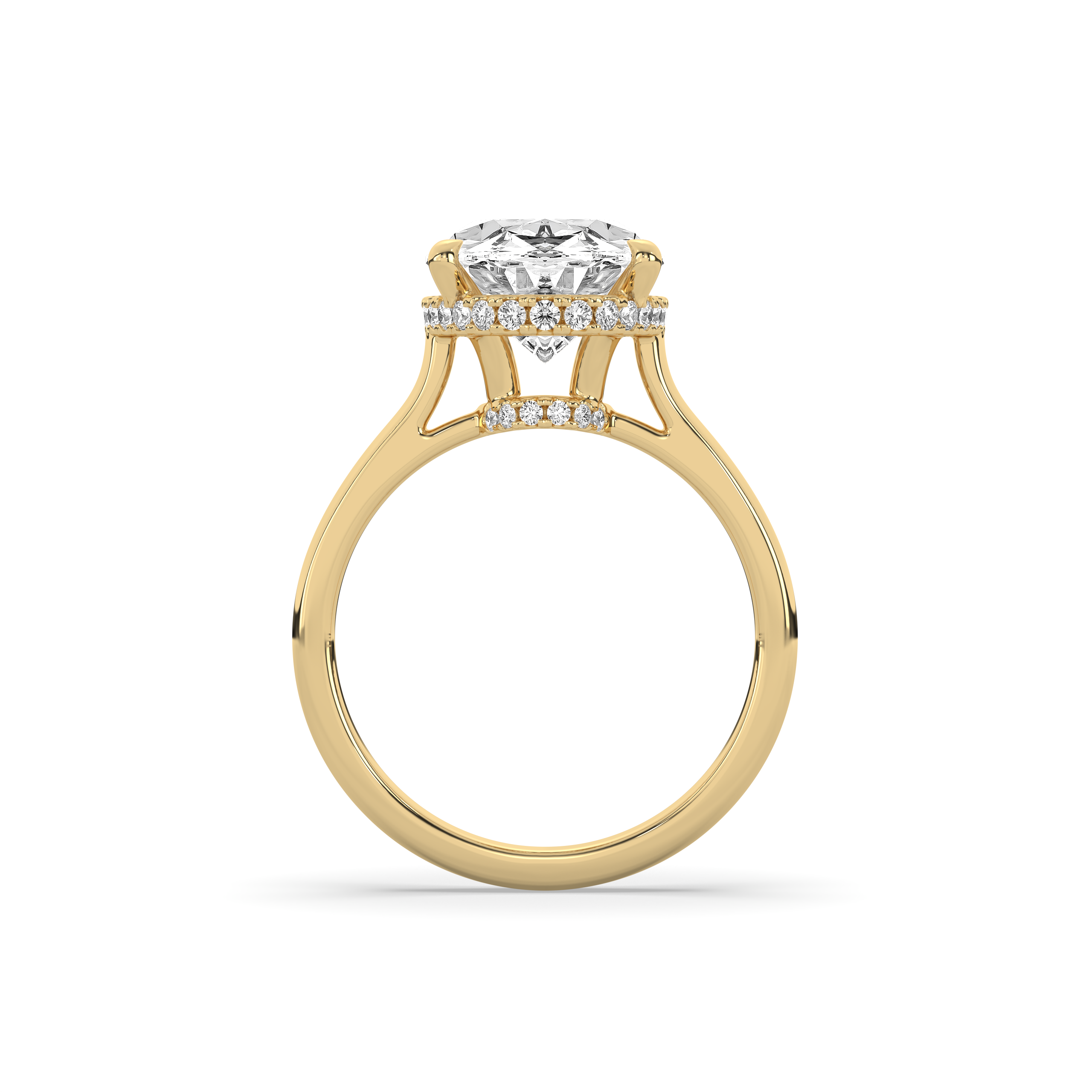 product image of ALVA Double Halo Oval Diamond Engagement Ring in yellow gold in a white background