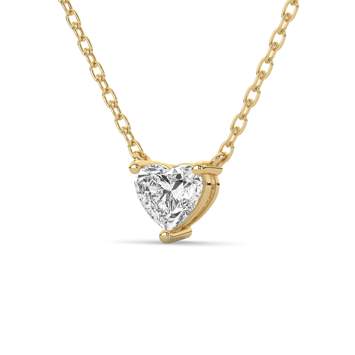 Heart-shaped lab-grown diamond pendant in 14k gold with a three-prong setting