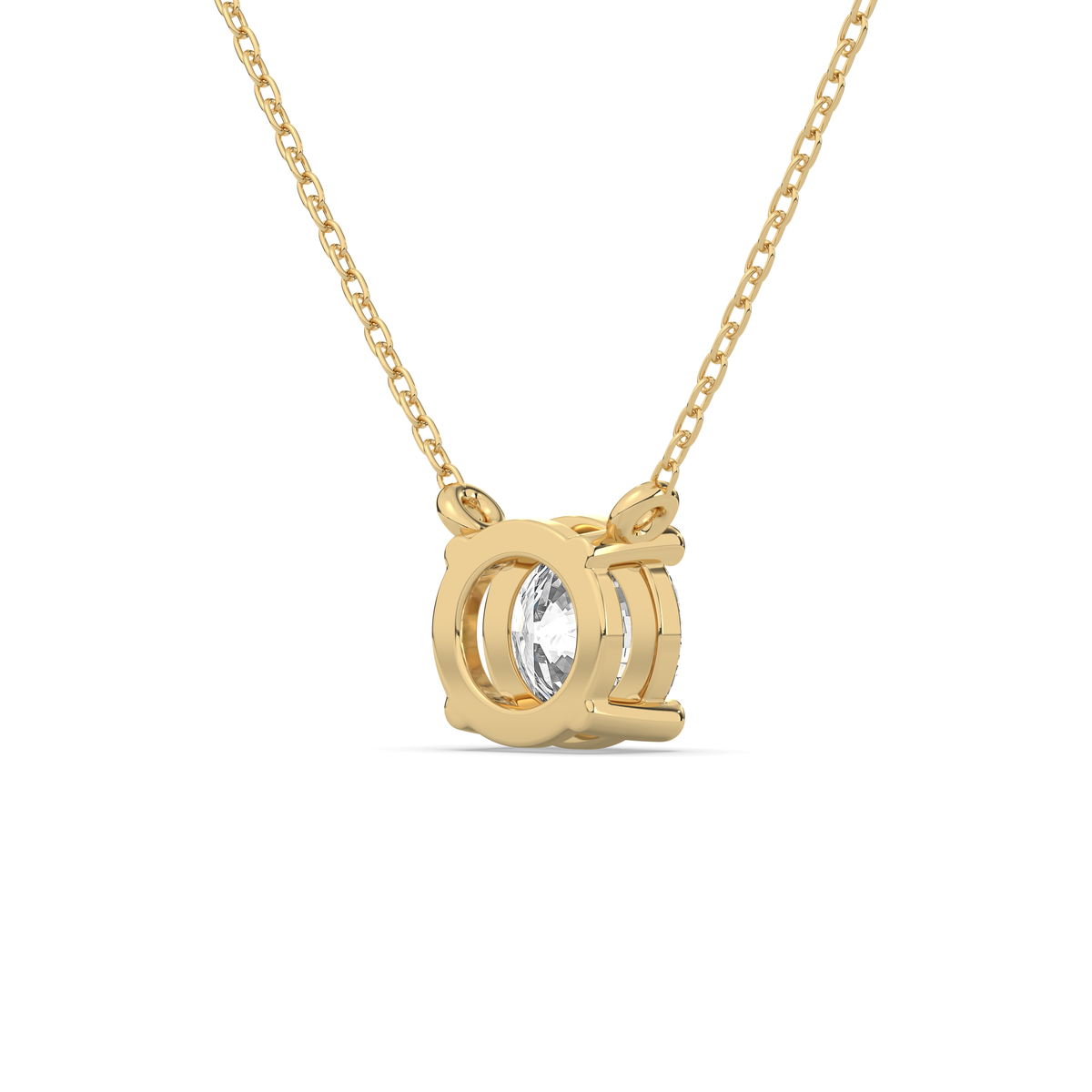 Round lab-grown diamond pendant in 14k gold with an open four-prong setting