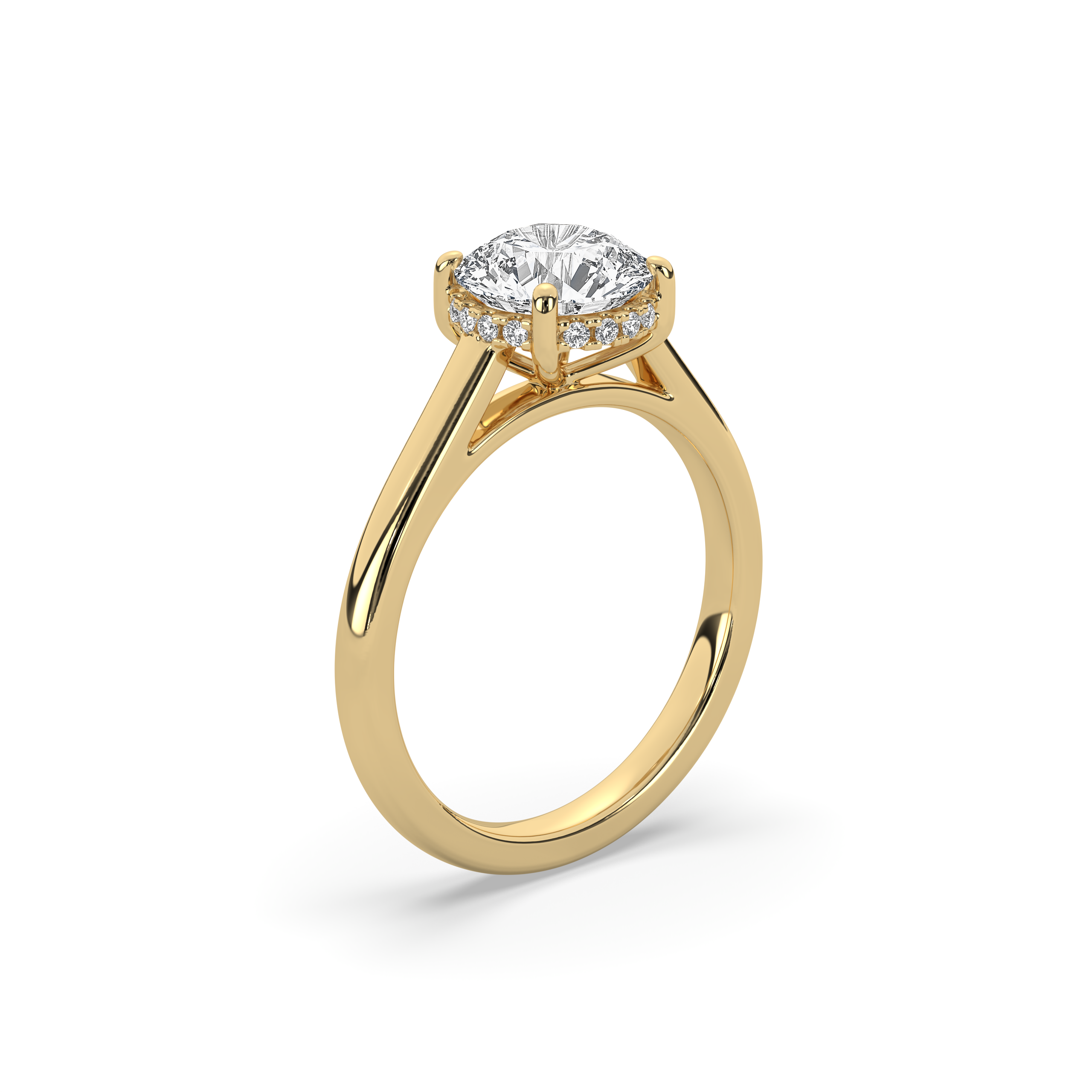 Round Cathedral Setting with Hidden Halo Engagement Ring