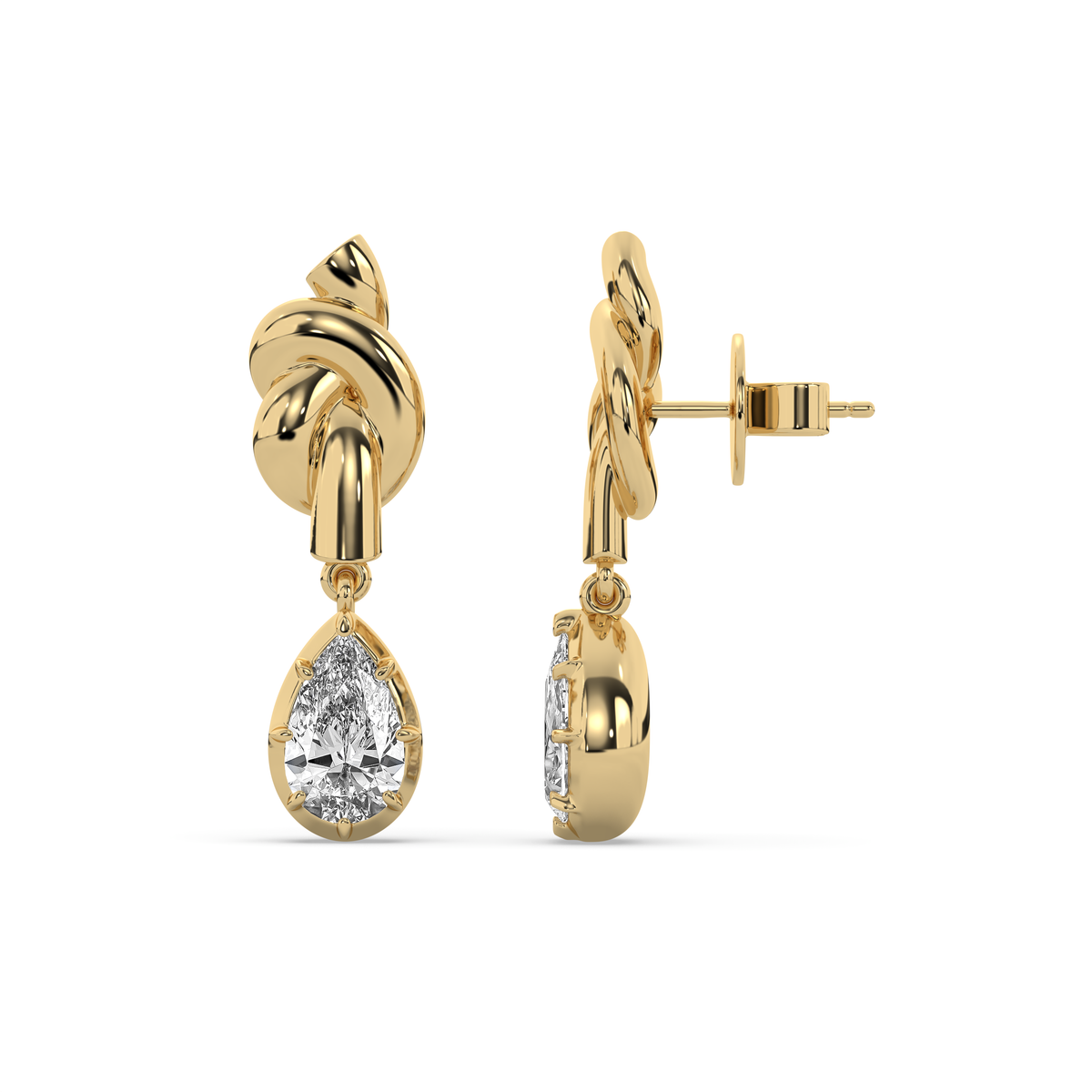 The Pear Diamond Knot Crawler Earrings