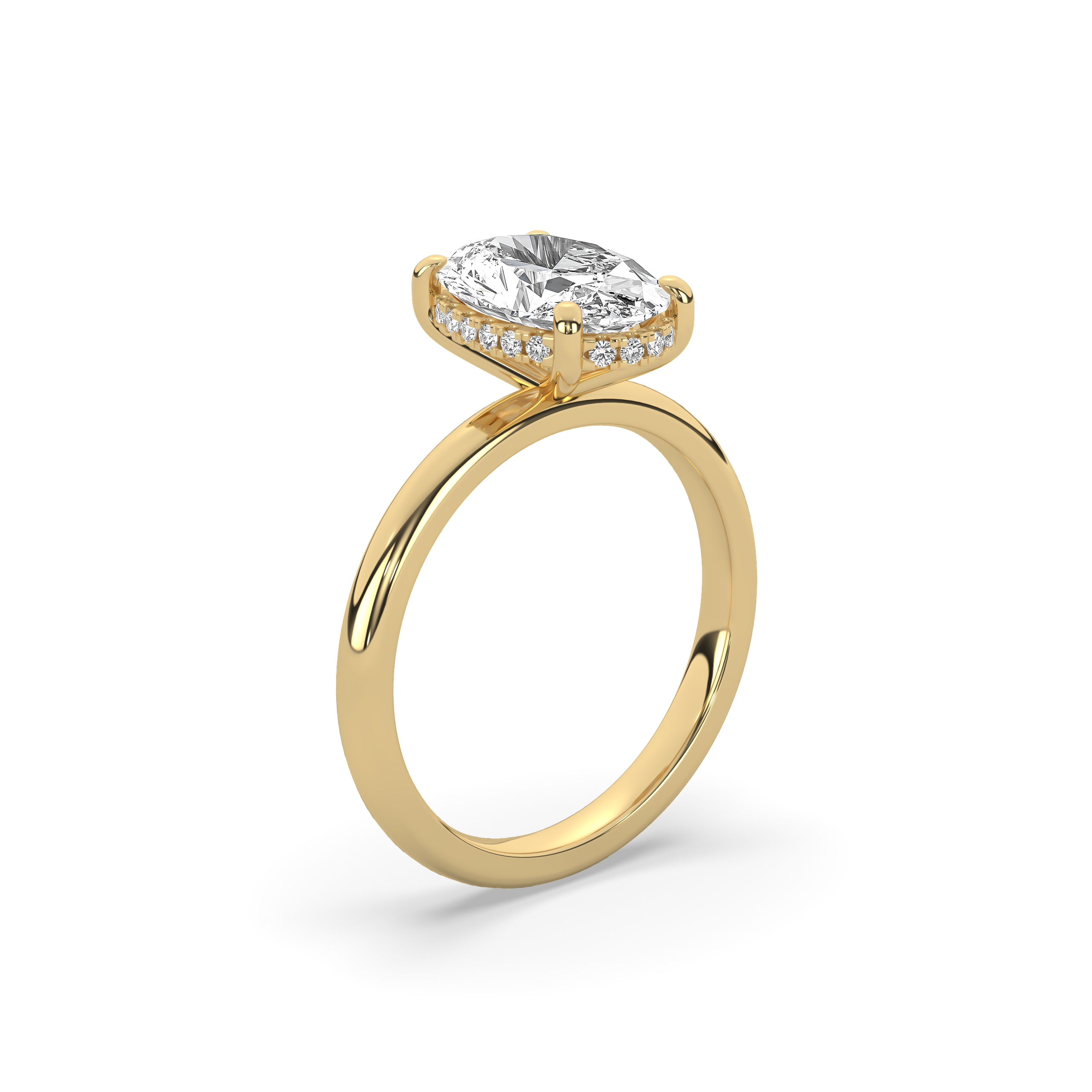 Oval Signature Martini Hidden Halo Solitaire Engagement Ring