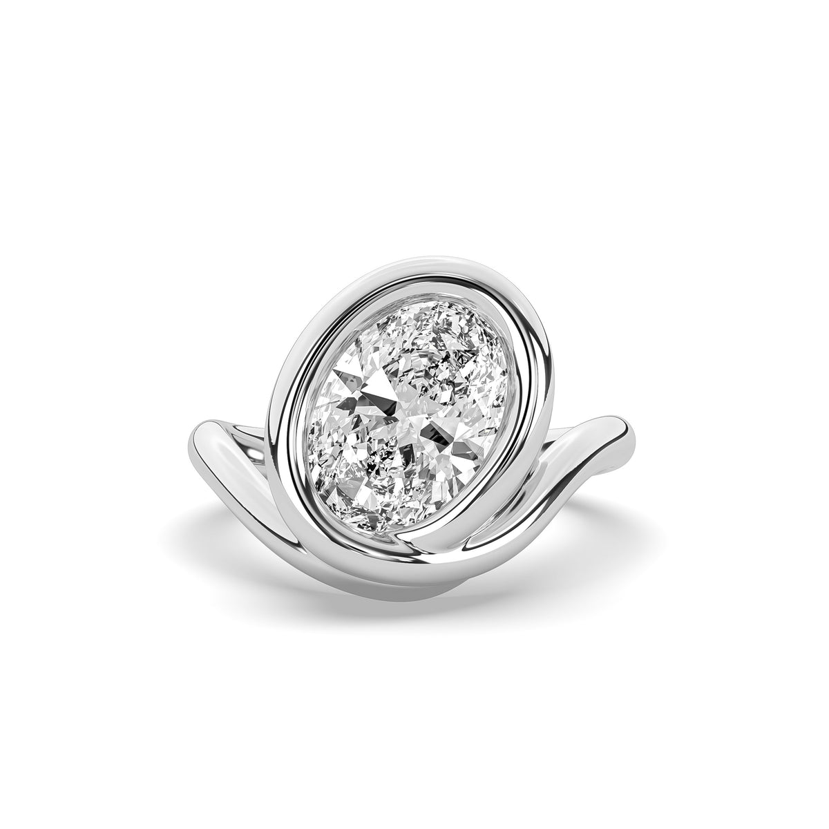 The Oval Diamond Wave Solitaire Ring