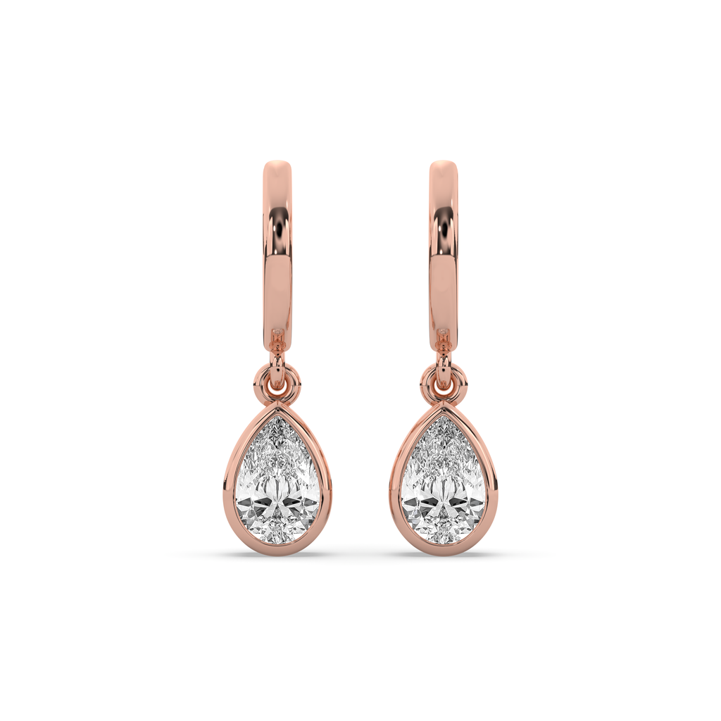 Bezel Pear Drop Huggie Earrings