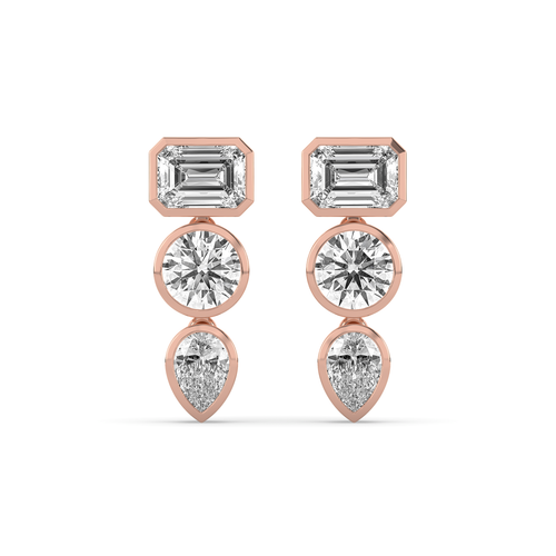 Bezel Mixed Shape Diamond Drop Earrings