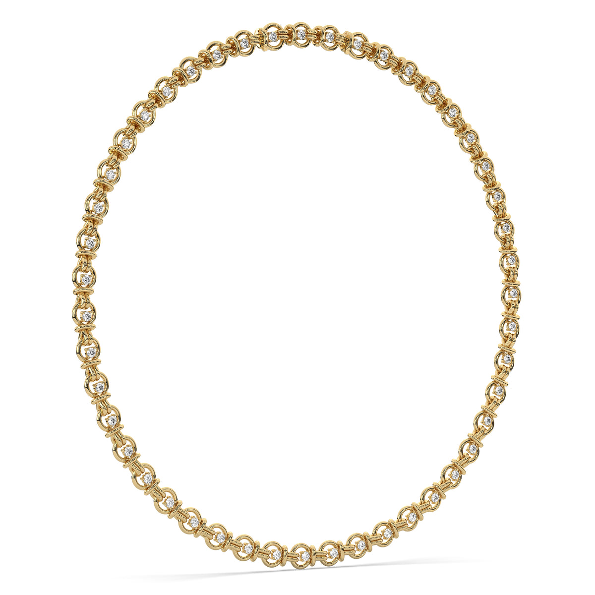 The Round Diamond Gold Knot Chain Necklace