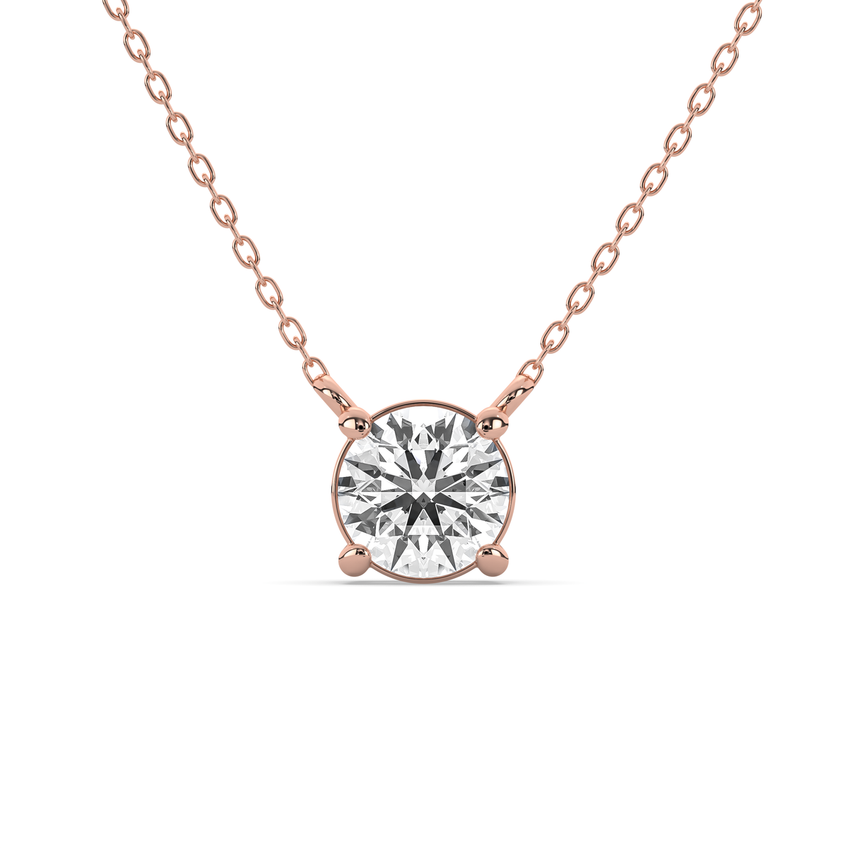 Round lab-grown diamond pendant in 14k gold with an open four-prong setting