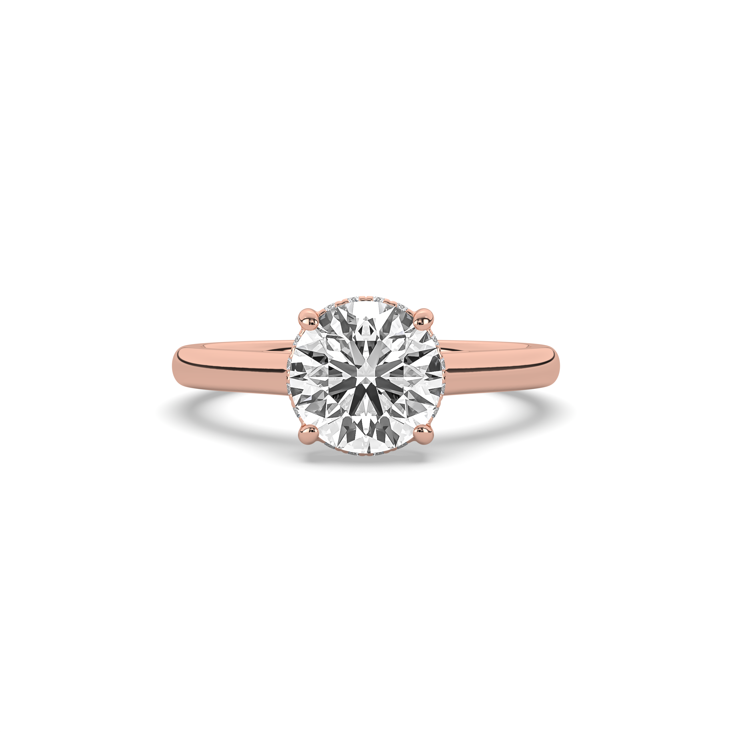 Round Cathedral Setting with Hidden Halo Engagement Ring