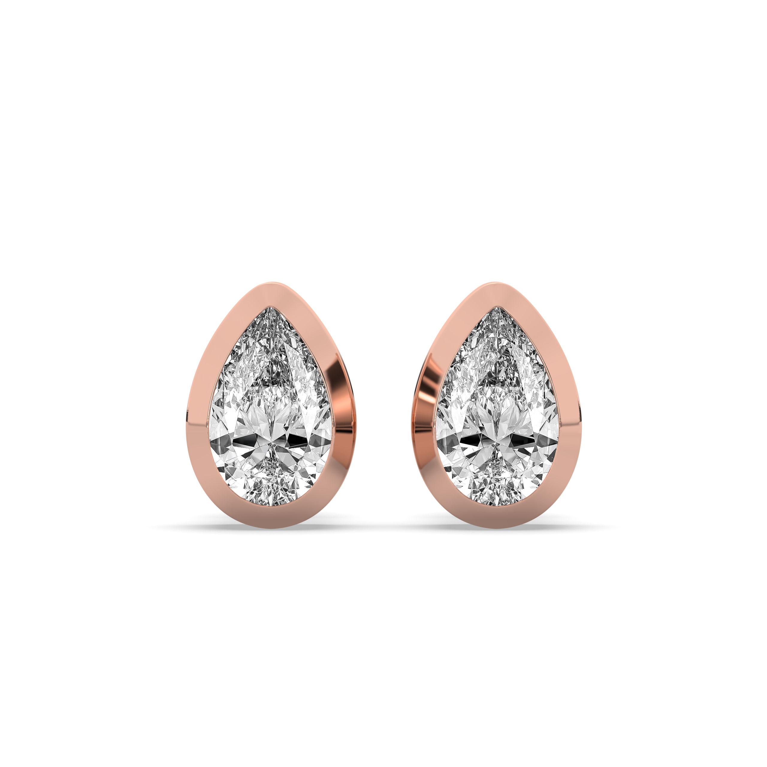 Pear Diamond Bezel Stud Earrings