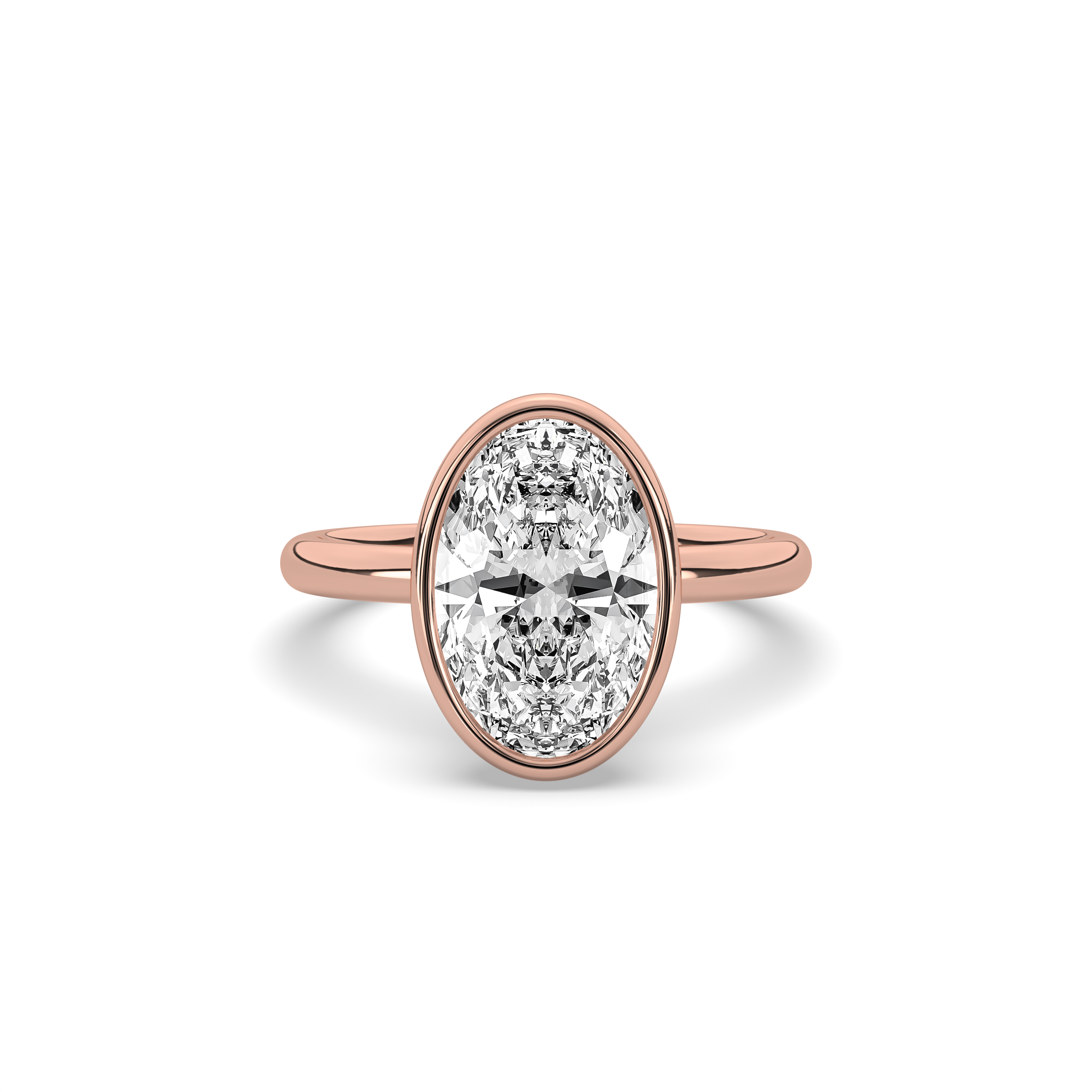 product image of ALVA Bezel Oval Diamond Solitaire Ring in rose gold in a white background