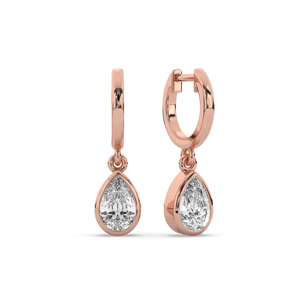 Bezel Pear Drop Huggie Earrings