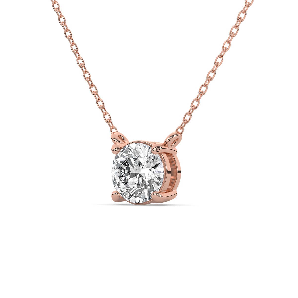 Round lab-grown diamond pendant in 14k gold with an open four-prong setting