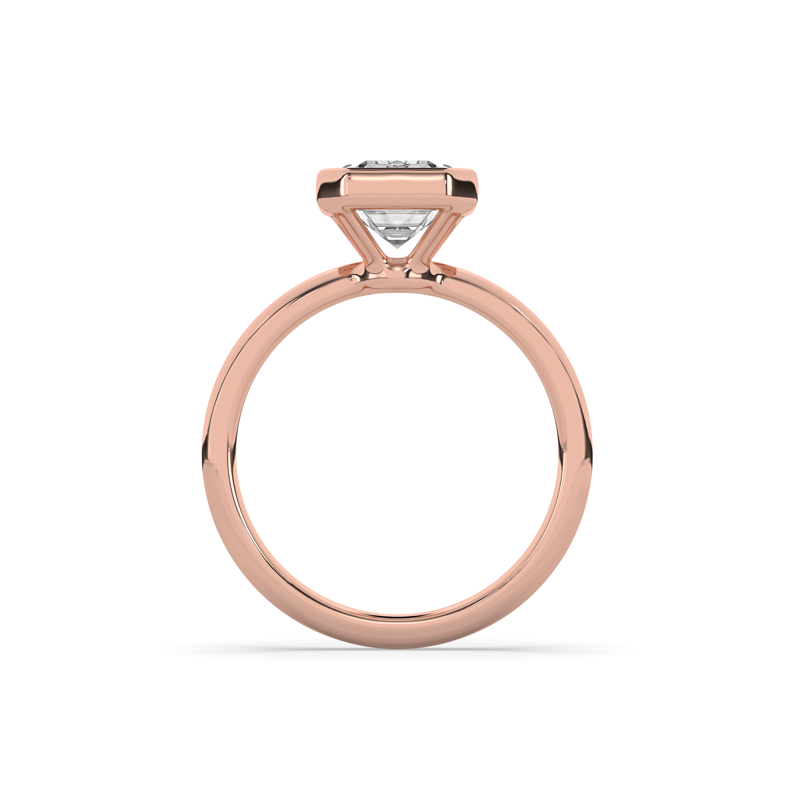 Bezel Emerald Diamond Solitaire Ring