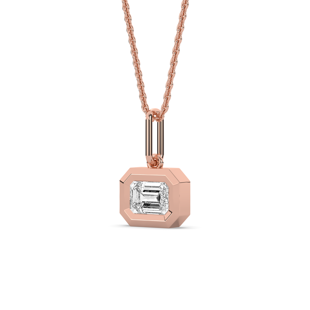 The Bezel East-West Emerald-Cut Diamond Charm