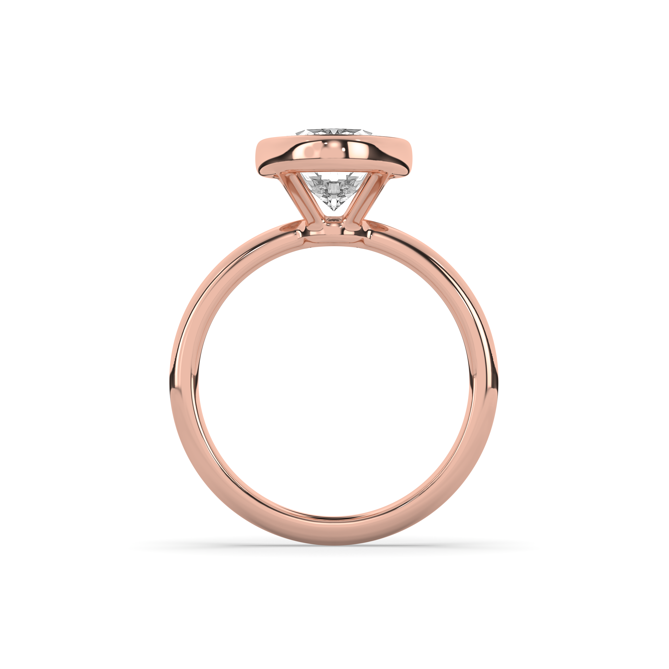 product image of ALVA Bezel Oval Diamond Solitaire Ring in rose gold in a white background