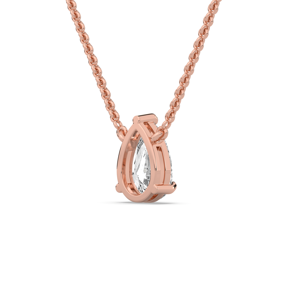 Pear-cut lab-grown diamond pendant in 14k gold with a prong setting