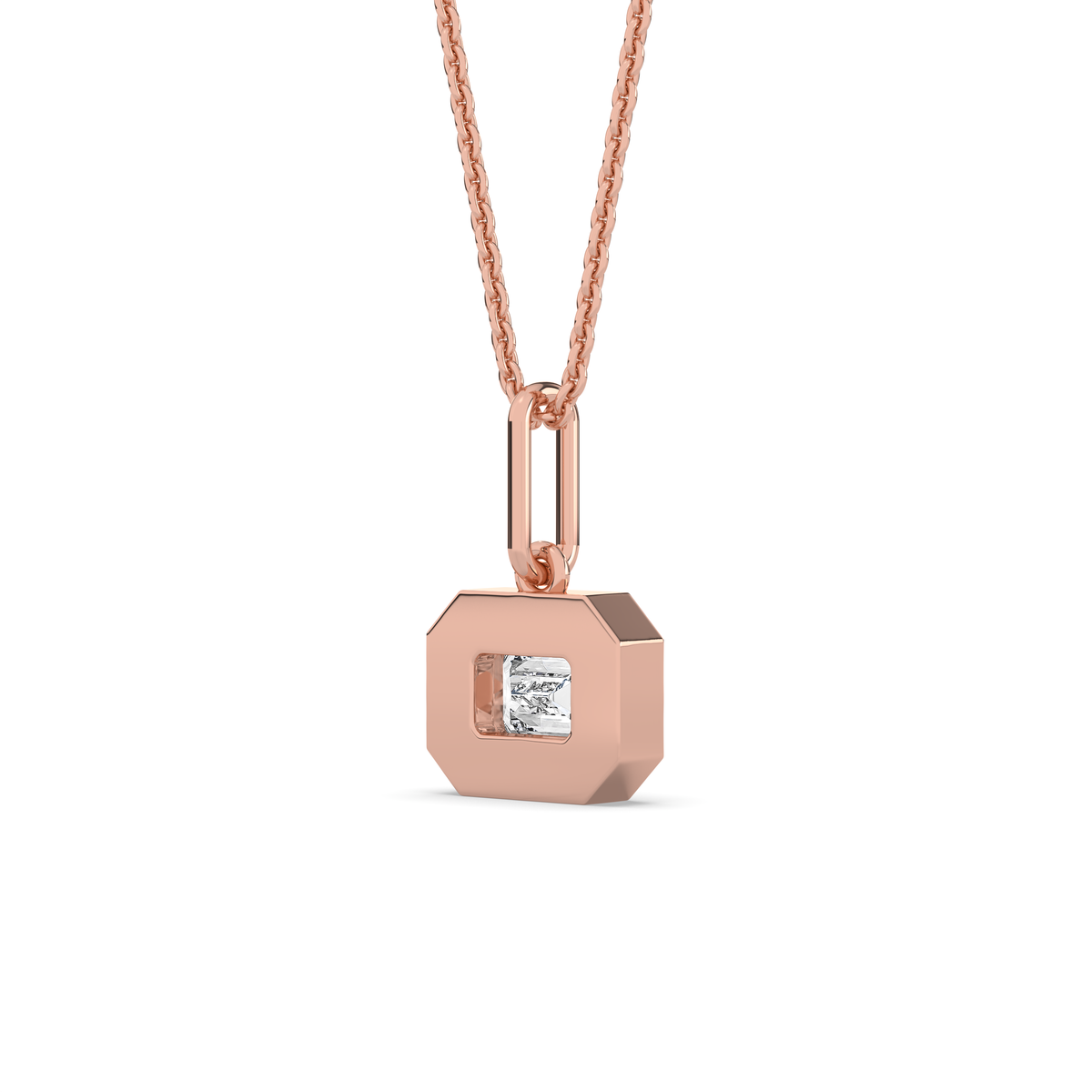The Bezel East-West Emerald-Cut Diamond Charm