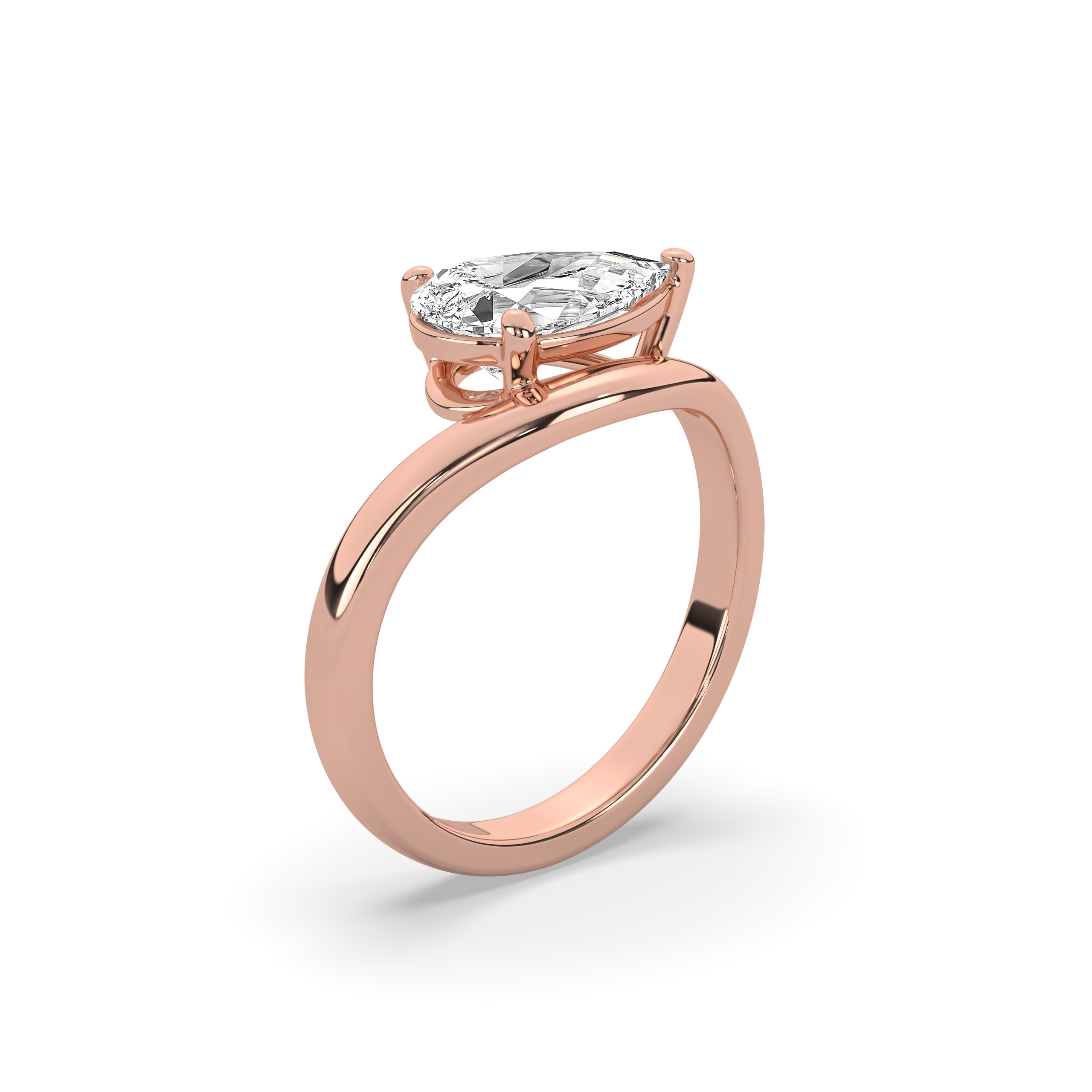 Pear Wave Solitaire Engagement Ring