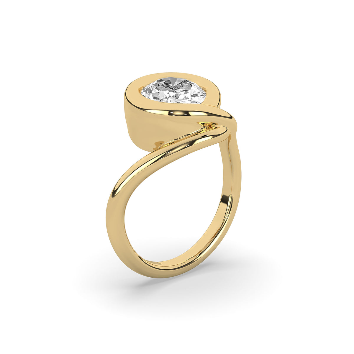 The Oval Diamond Wave Solitaire Ring