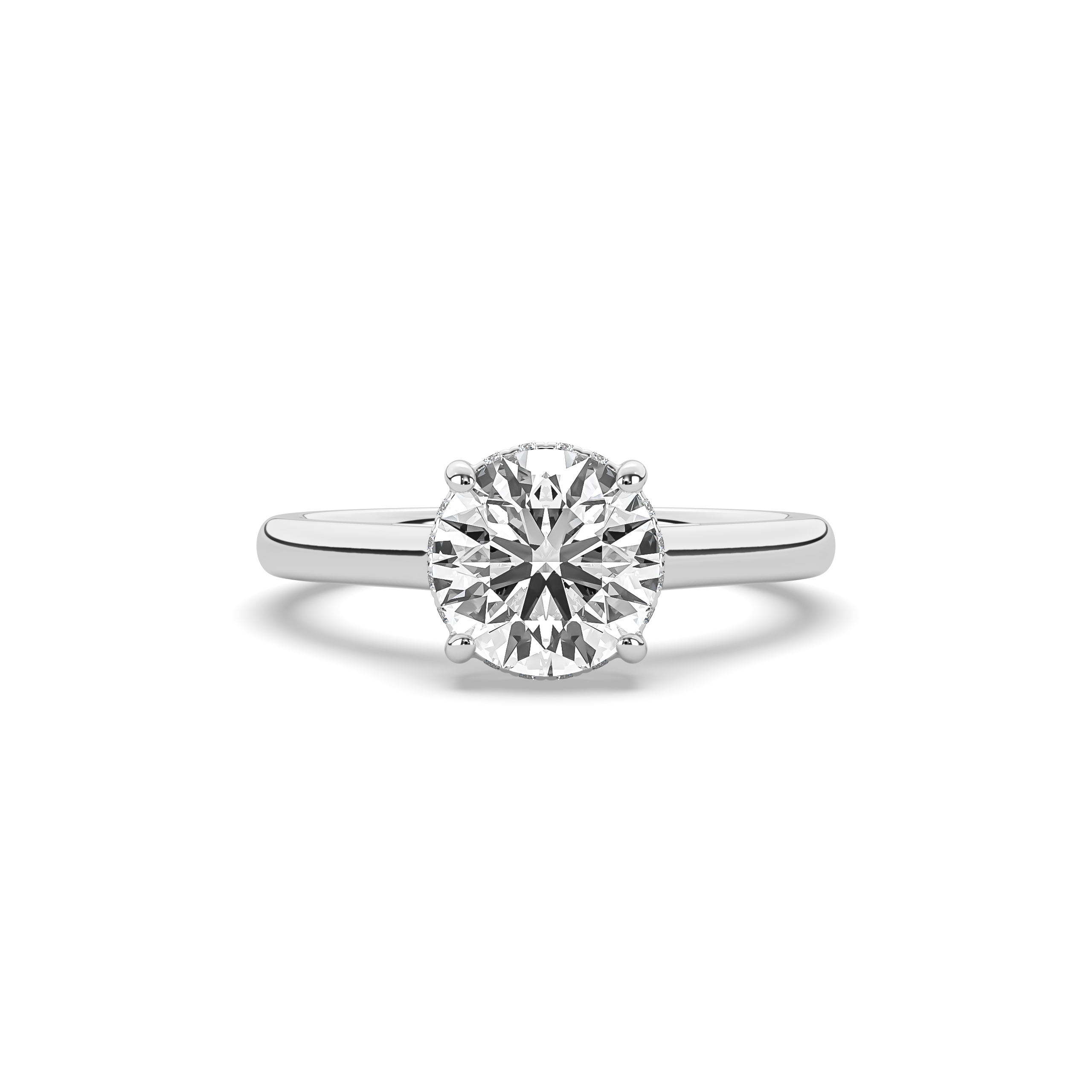 Round Cathedral Setting with Hidden Halo Engagement Ring