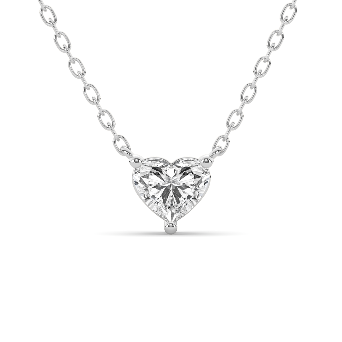 Heart-shaped lab-grown diamond pendant in 14k gold with a three-prong setting