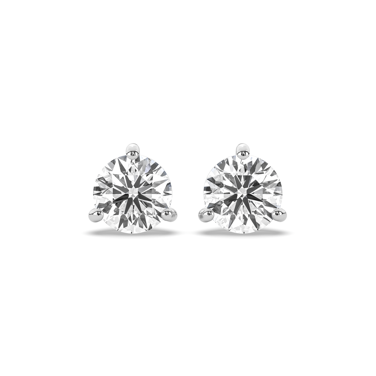 Round lab-grown diamond stud earring in 14k gold with an open prong setting