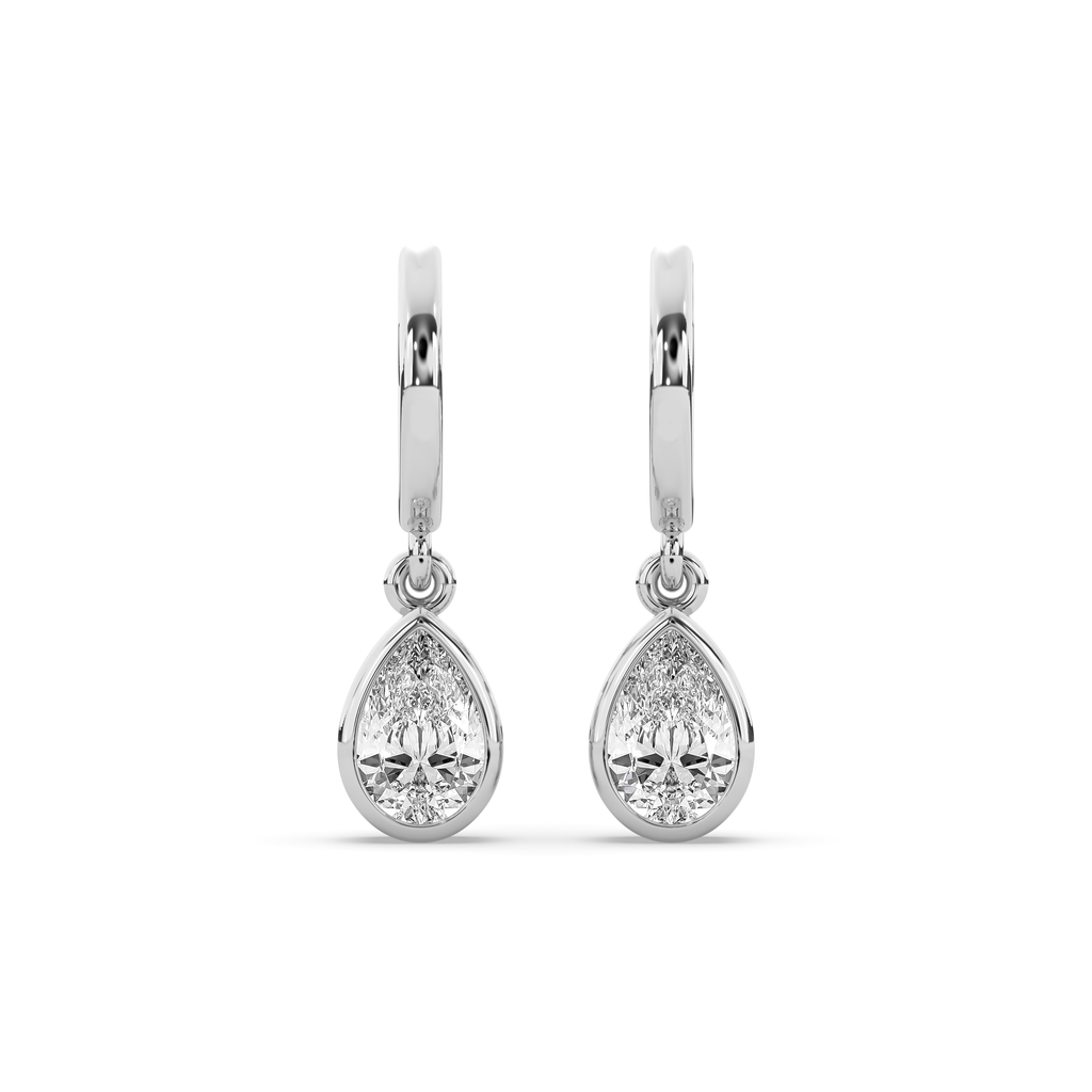 Bezel Pear Drop Huggie Earrings
