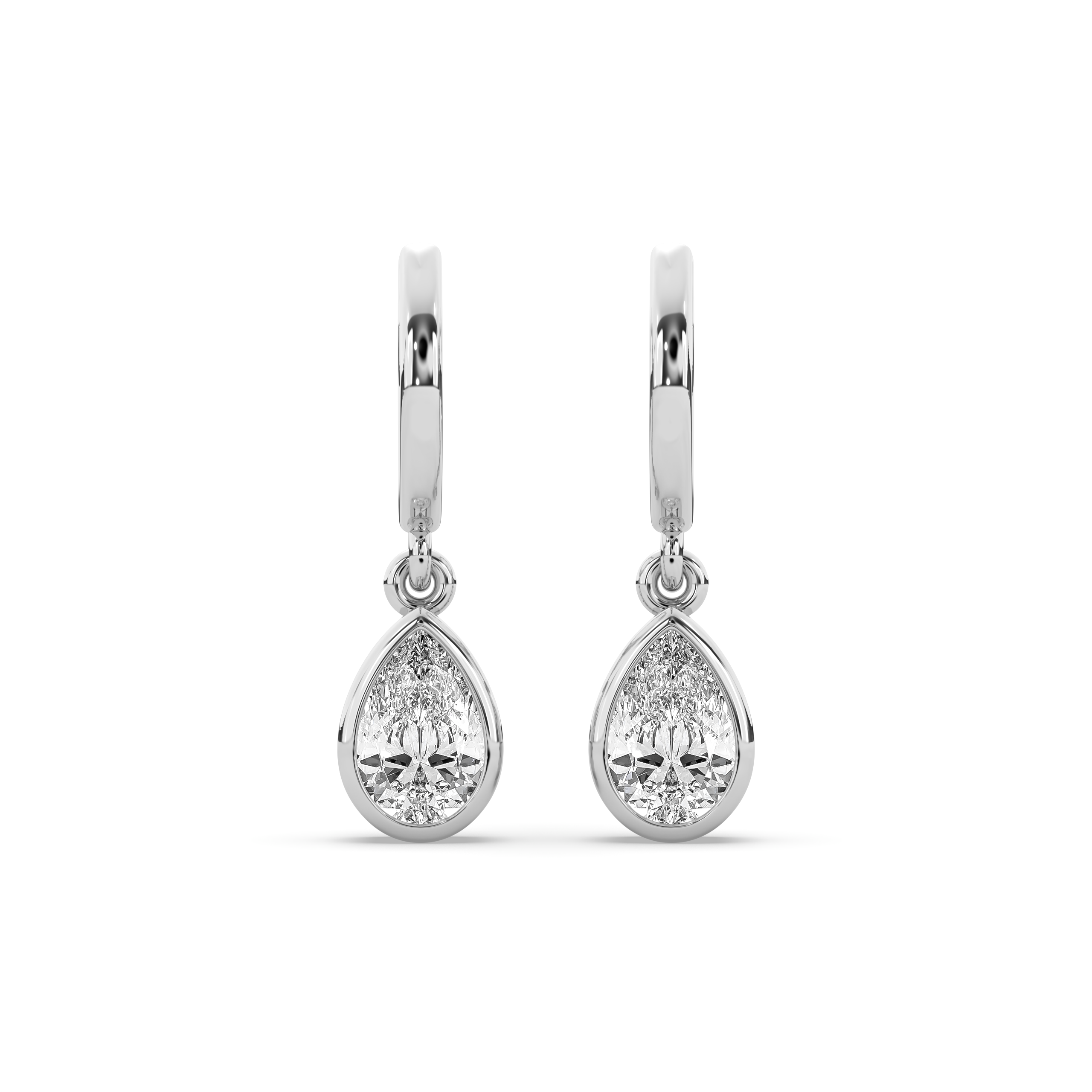 Bezel Pear Drop Huggie Earrings
