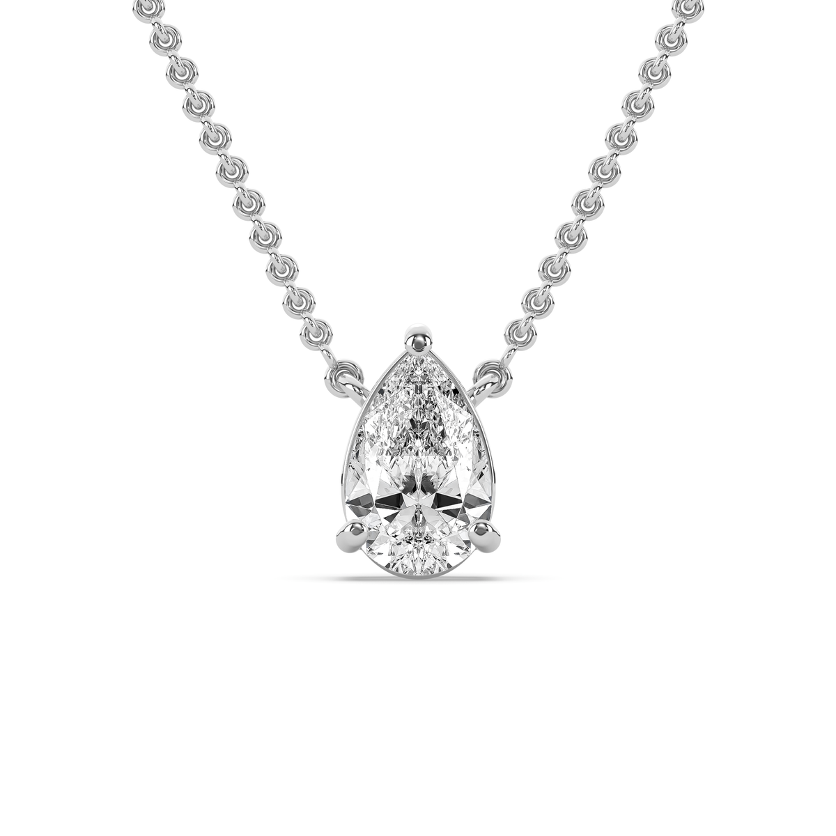 Pear-cut lab-grown diamond pendant in 14k gold with a prong setting